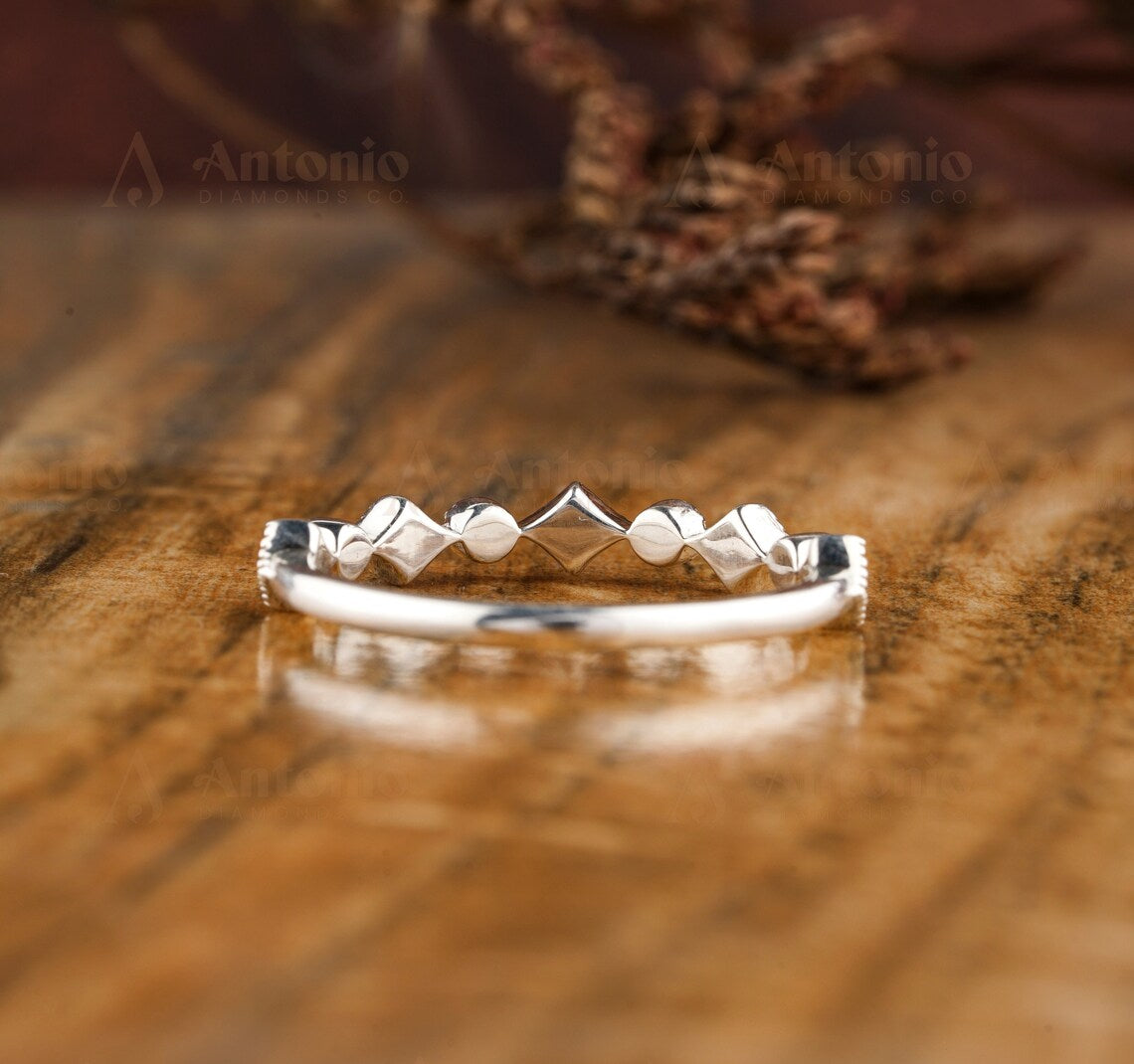 Round Diamond Half Eternity Art Deco Wedding Band
