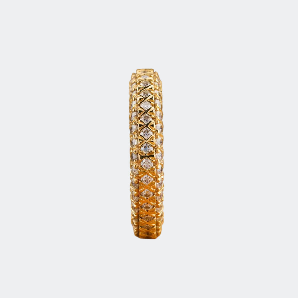 Criss-Cross Diamond Wedding Band | Lattice Design Gold Ring | Antonio Jewels