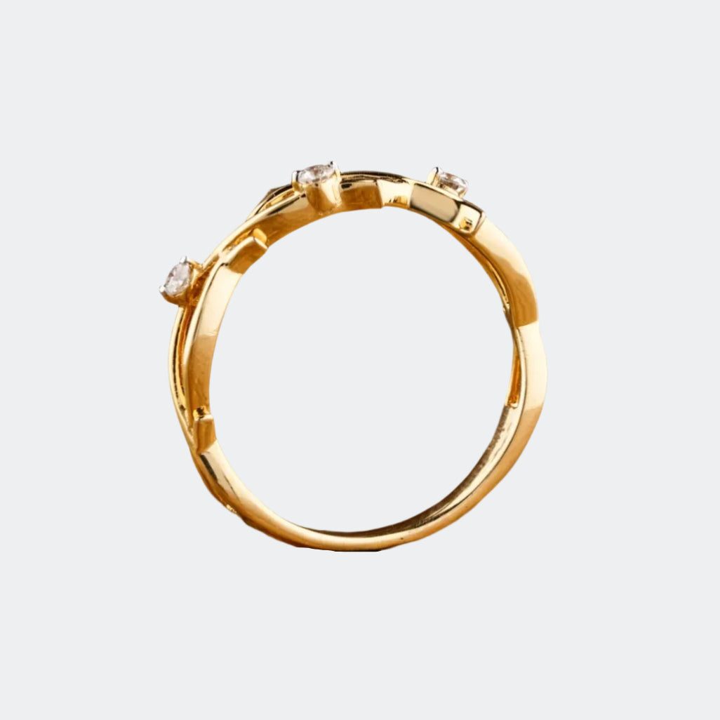 Nature Inspired Diamond Twig Ring | Branch Motif | 14K Yellow Gold | Christmas Gift For Her