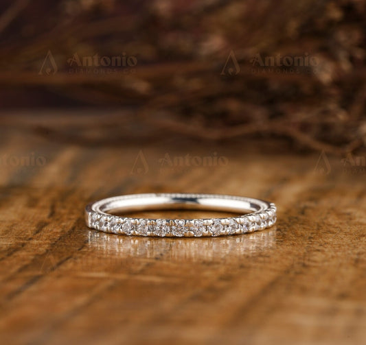 Round Cut Half Eternity Stackable Wedding Band