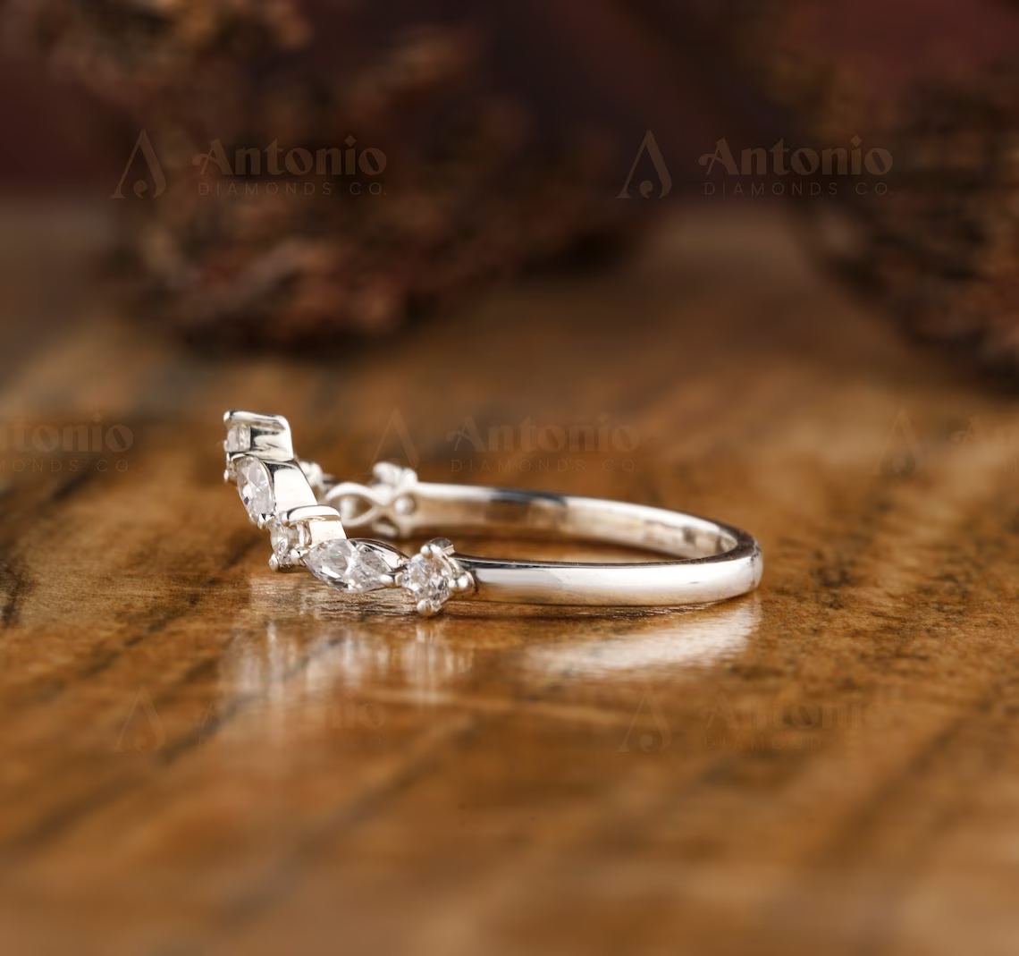 V Shaped Chevron Lab Grown Diamond Wedding Band