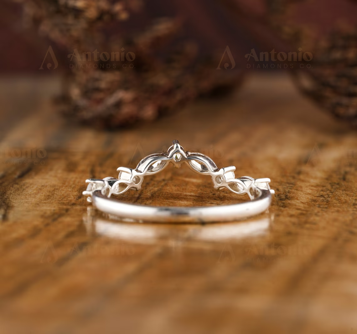 V Shaped Chevron Lab Grown Diamond Wedding Band