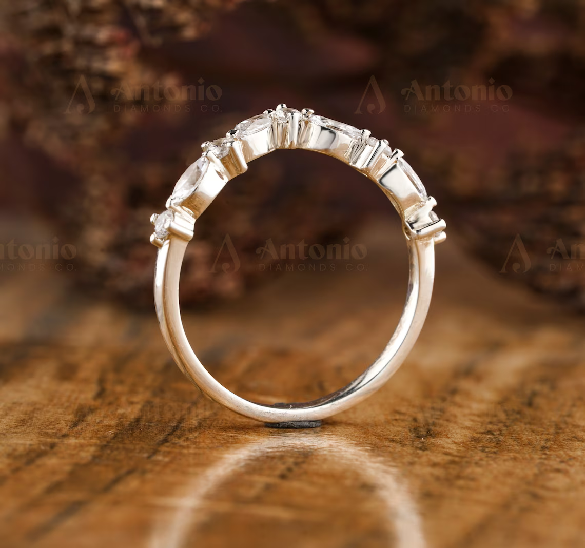 V Shaped Chevron Lab Grown Diamond Wedding Band