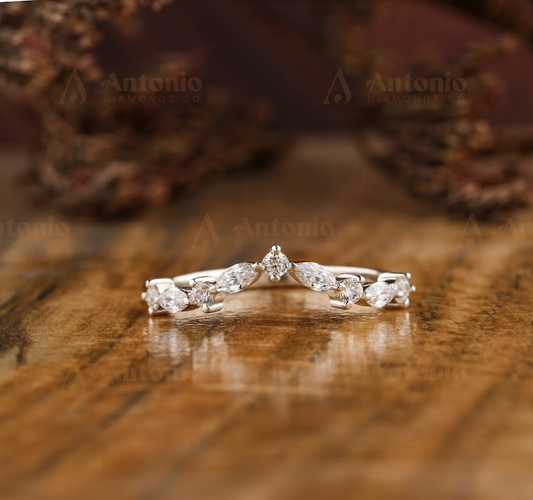 V Shaped Chevron Lab Grown Diamond Wedding Band