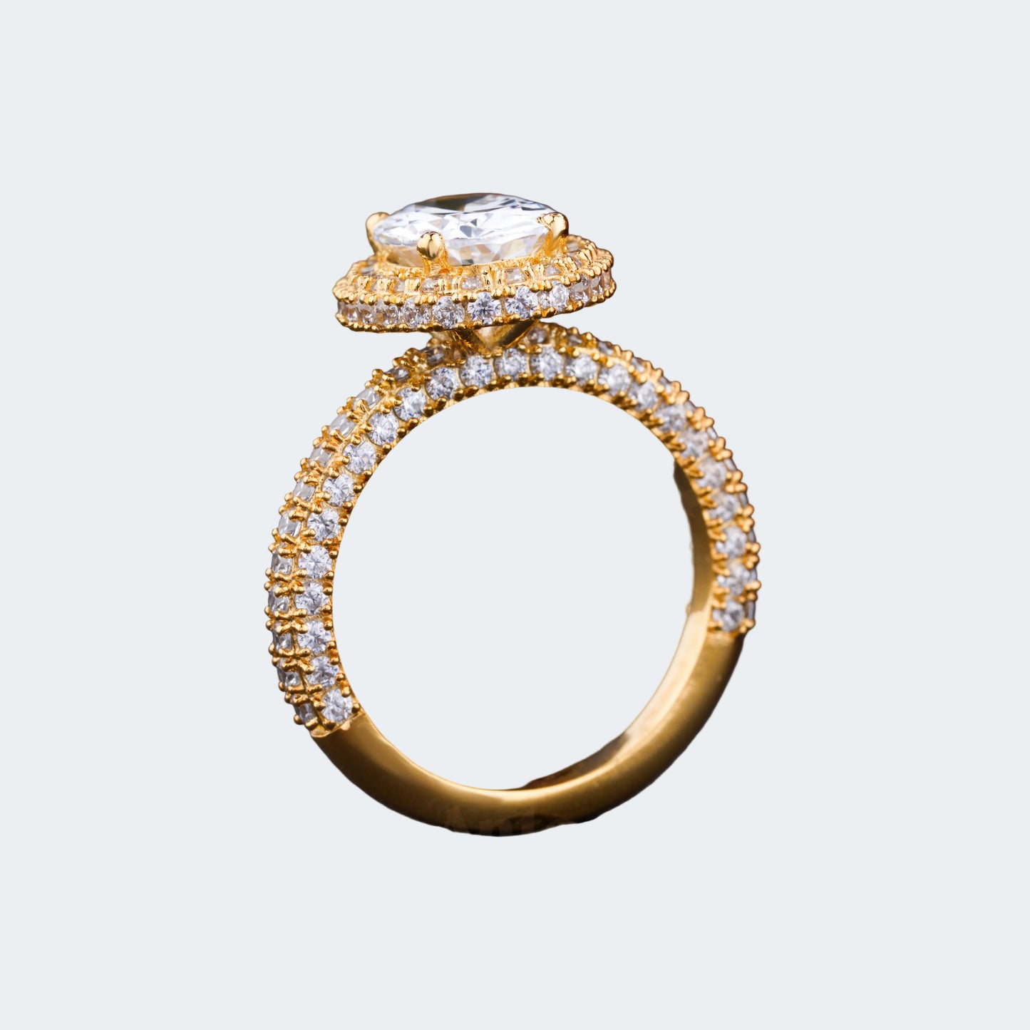 Oval Halo Moissanite Ring in Gold Plated - Antonio Jewels