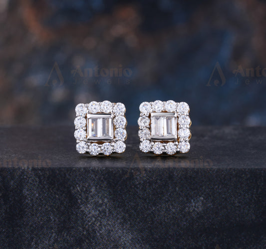 Halo Moissanite Wedding Earring