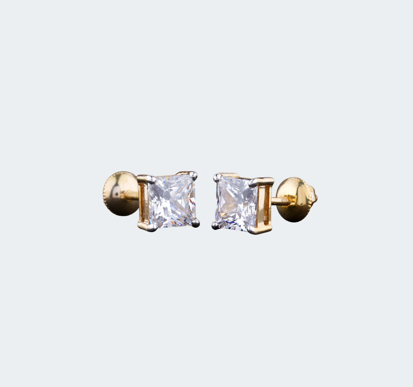 Princess Cut Moissanite Stud Earrings - Modern Square Dazzle - Gift For Her