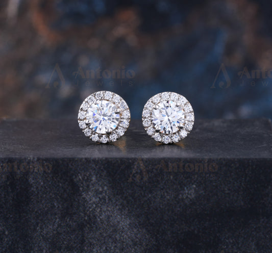 7MM Round Moissanite Earrings