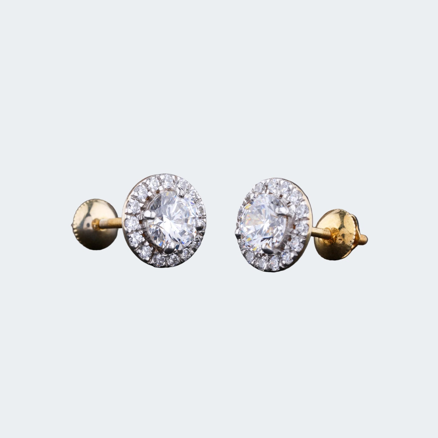 Round Halo Moissanite Stud Earrings - Dazzling Classic Design