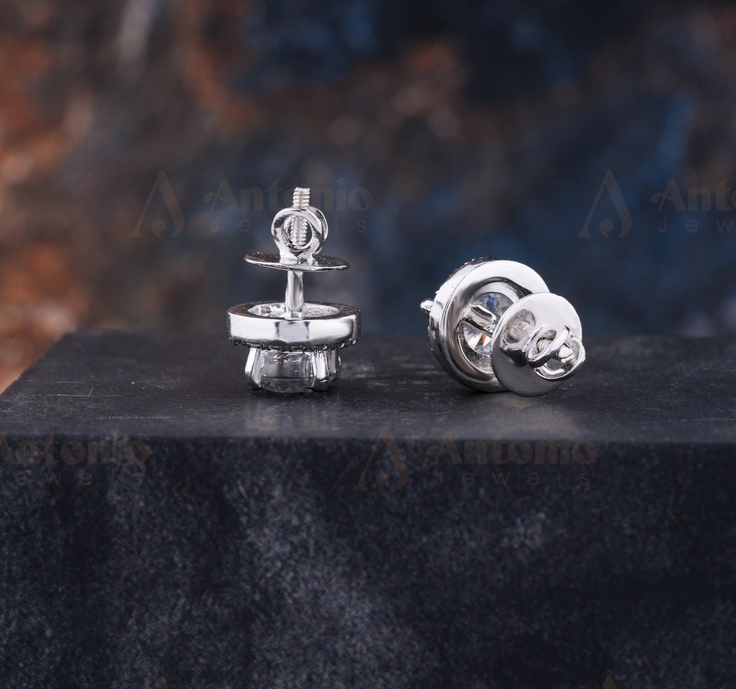 Halo Round Shaped Moissanite Stud Earrings