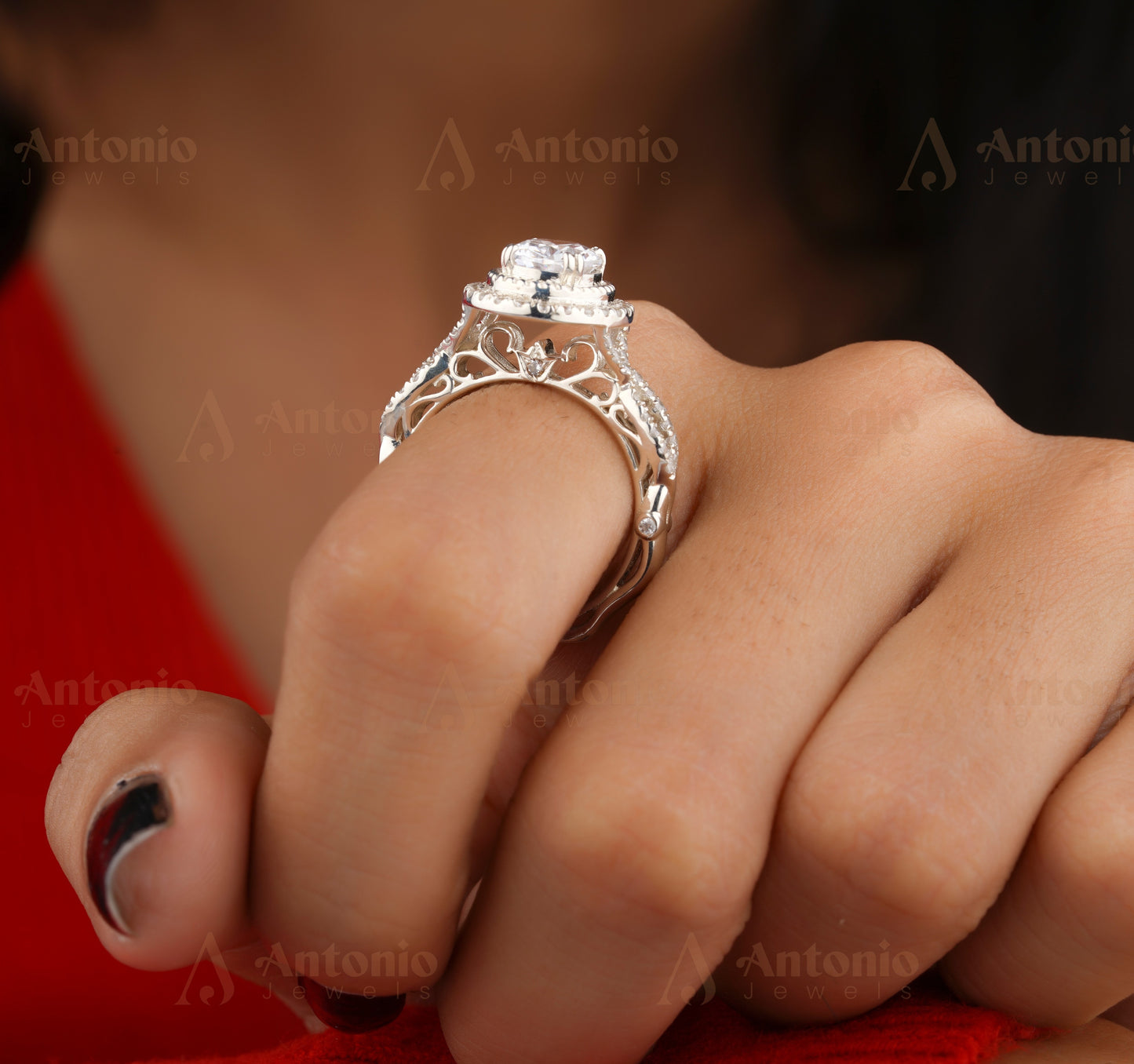 Halo Oval Twig Engagement Ring