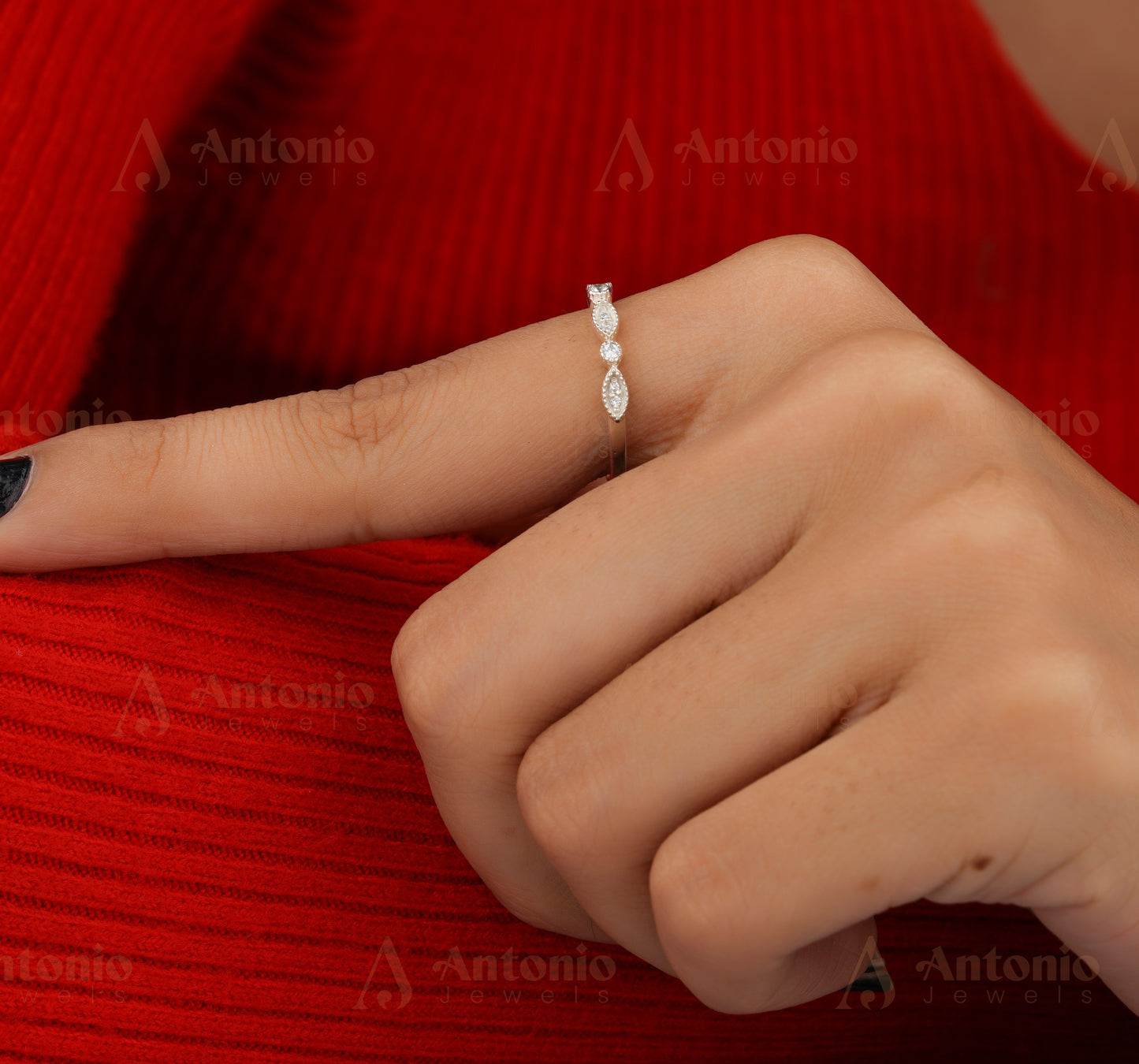 Half Eternity Moissanite Wedding Band