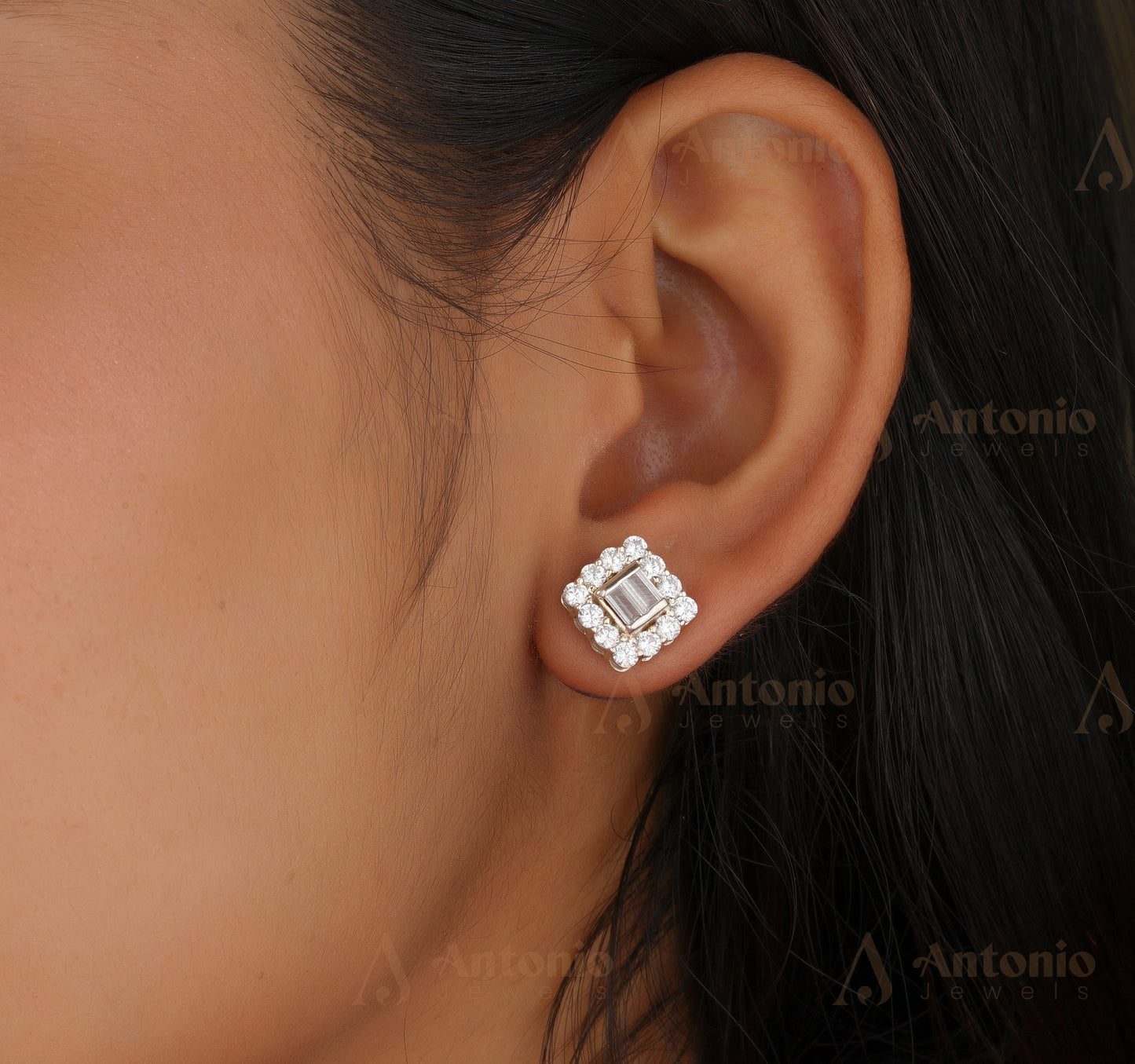 Halo Moissanite Wedding Earring