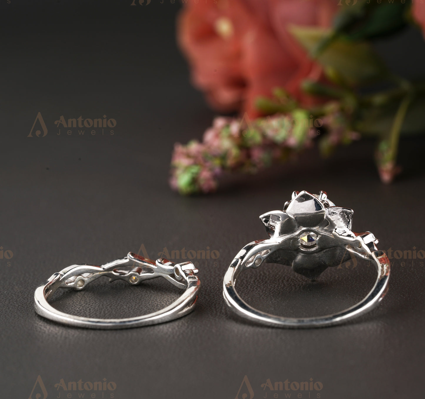 Moissanite Floral Engagement Ring