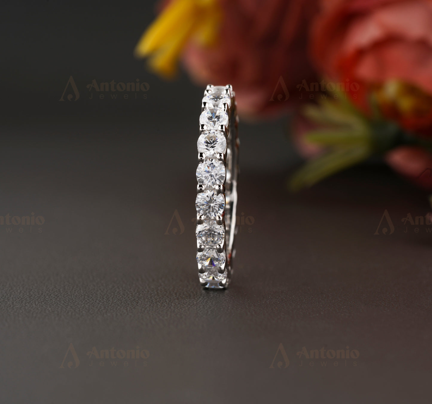 Prong Round Diamond Wedding Band