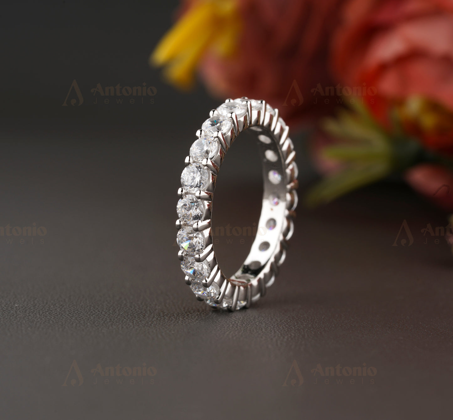 Prong Round Diamond Wedding Band