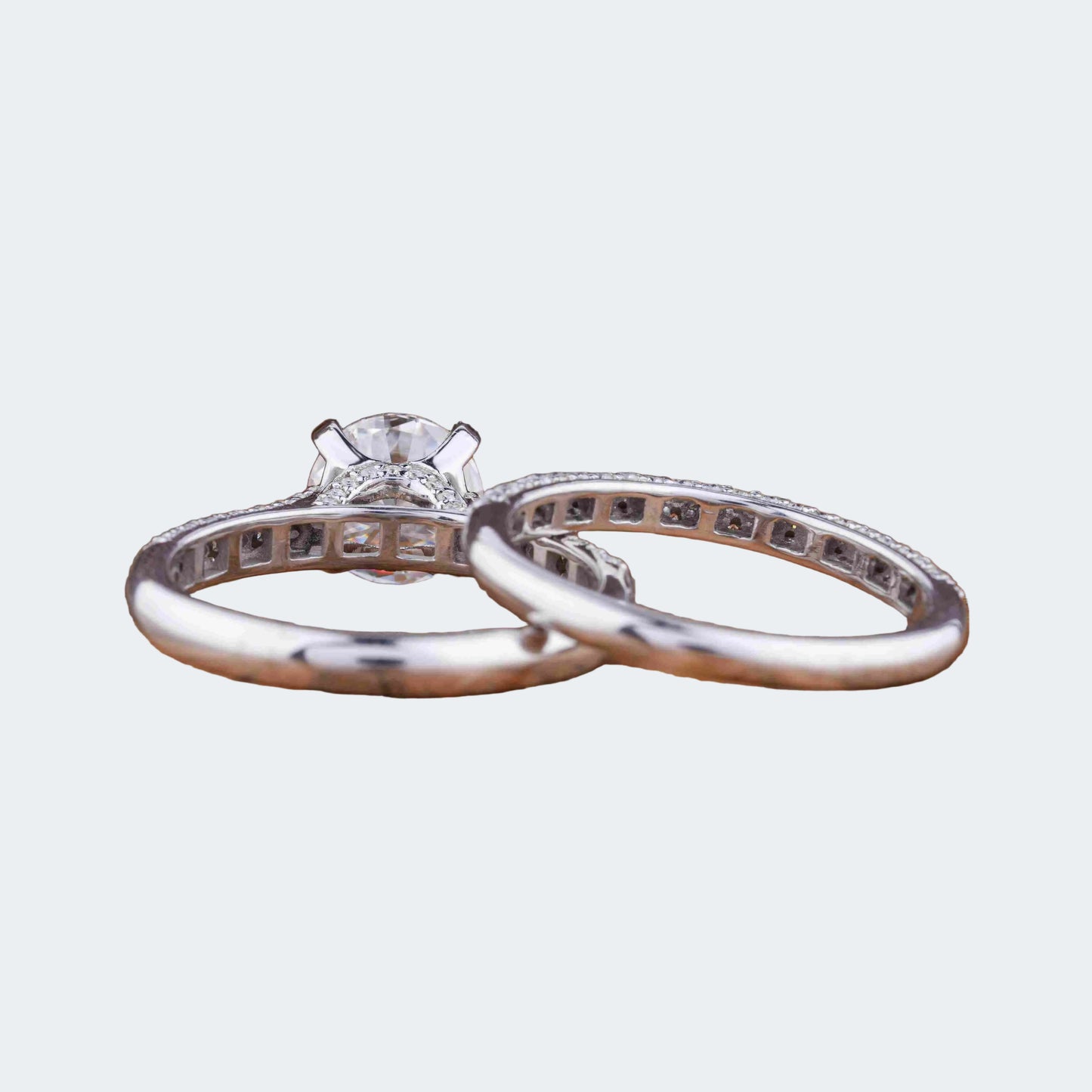 Round Diamond Bridal Set | Triple Pave Engagement & Wedding Ring | White Gold