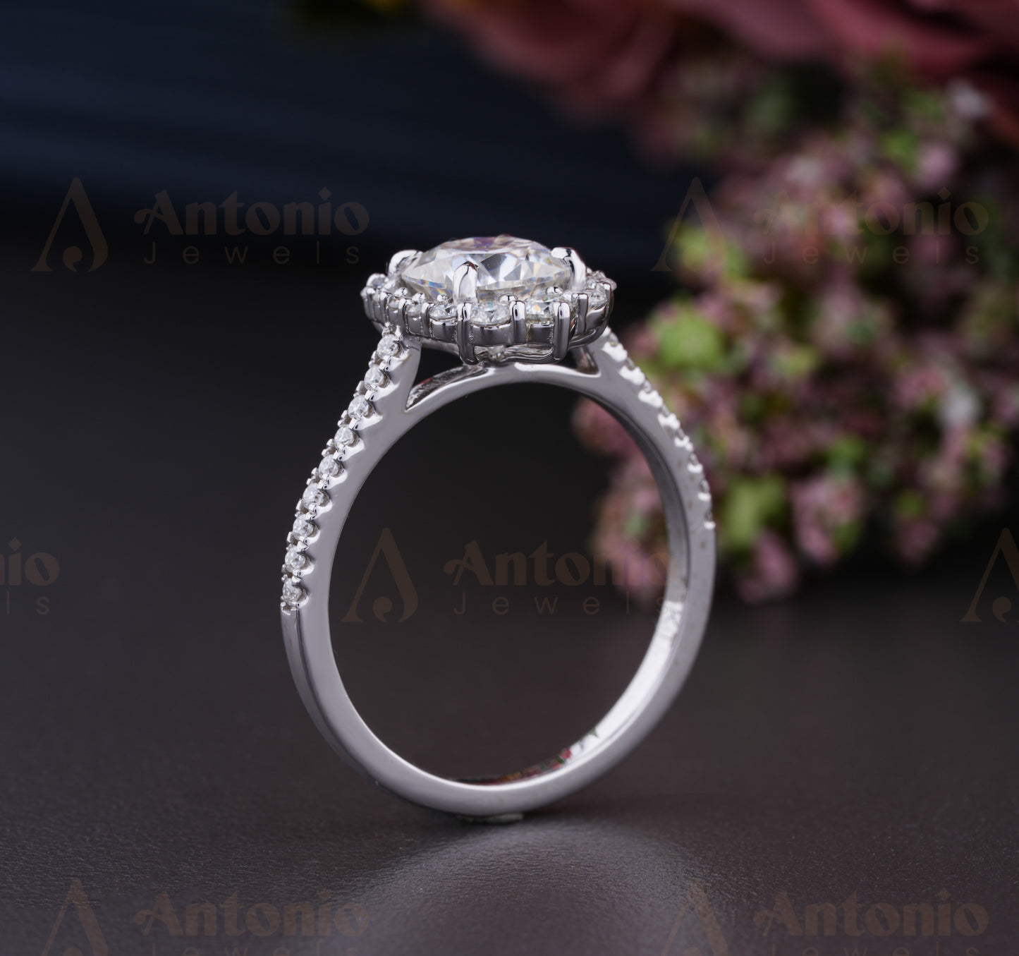 Snowflake Cushion Moissanite Wedding Ring