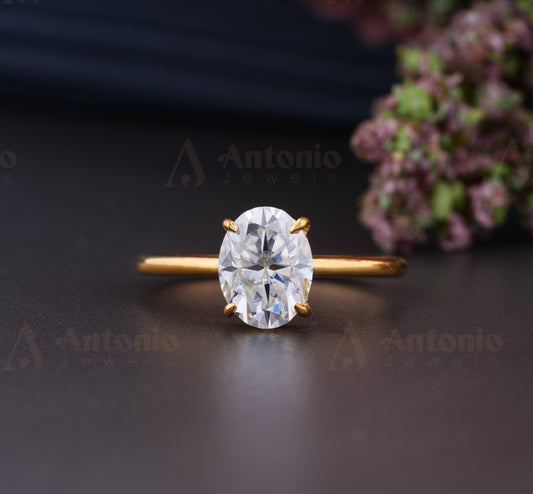 1.5CT Moissanite Solitaire Hidden Halo Engagement Ring