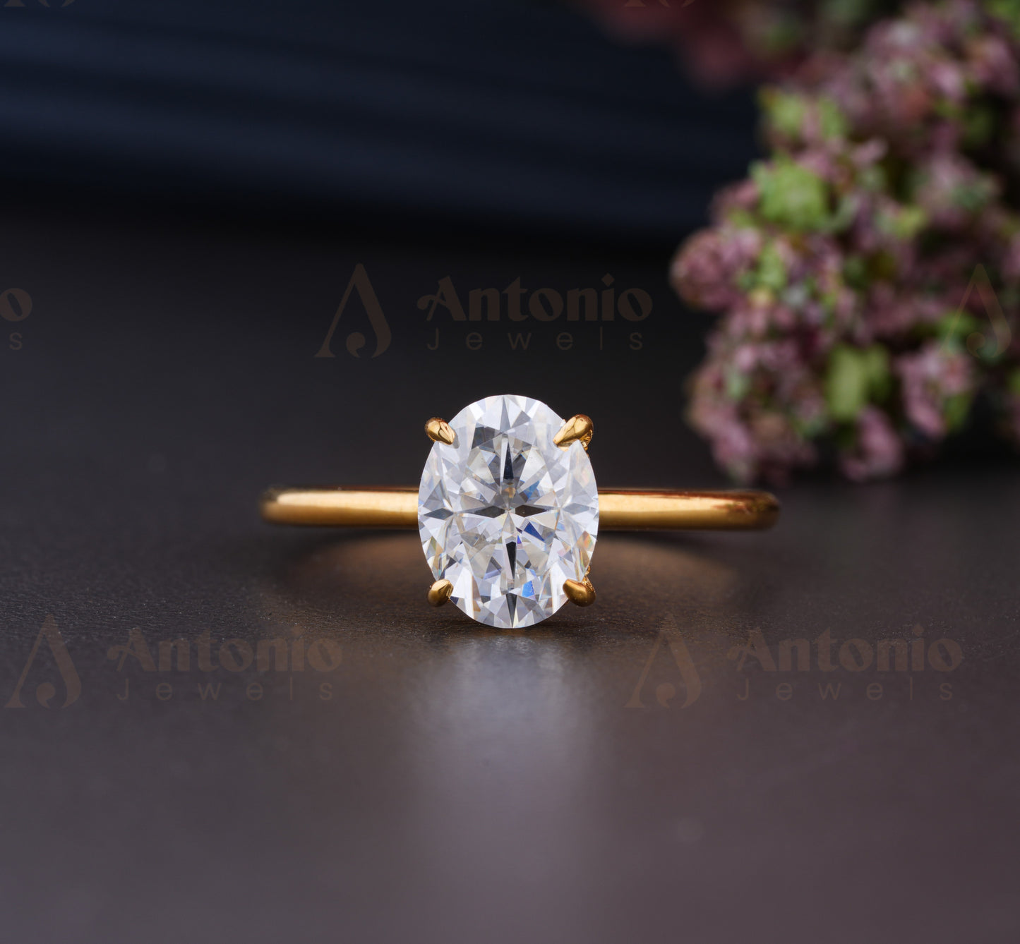 1.5CT Moissanite Solitaire Hidden Halo Engagement Ring