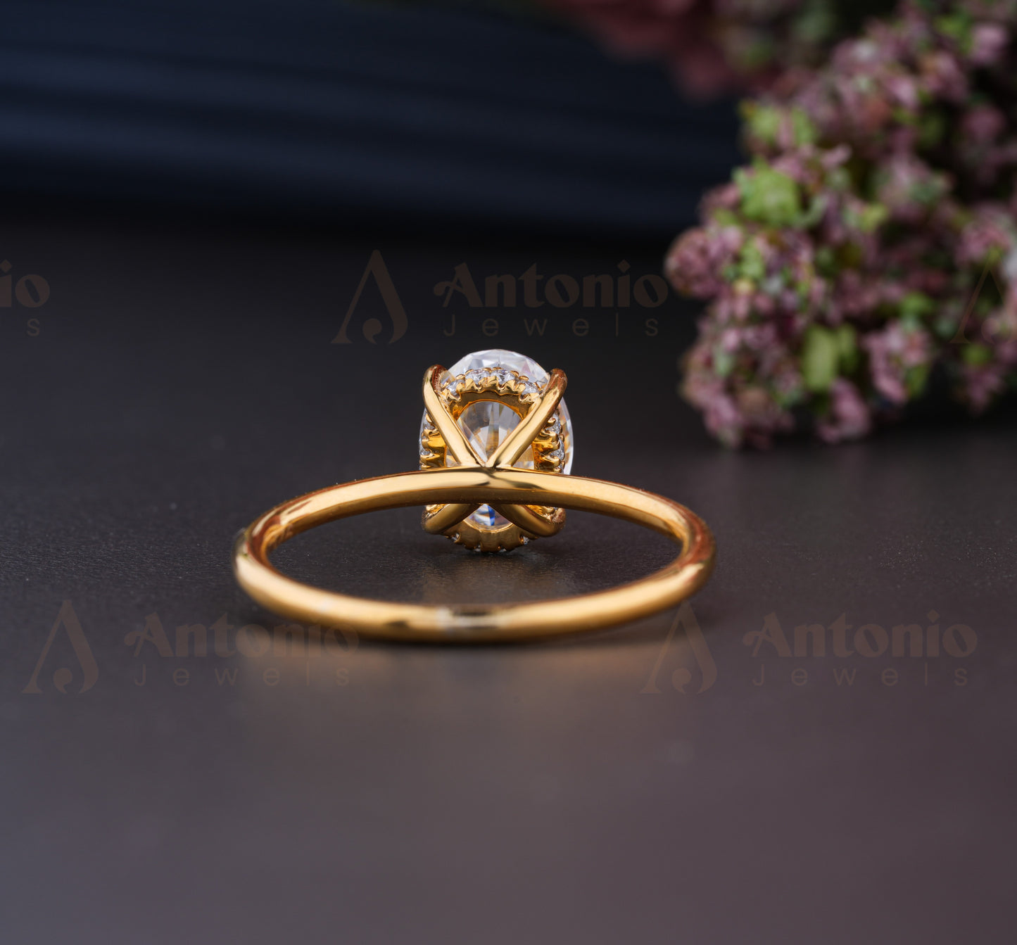 1.5CT Moissanite Solitaire Hidden Halo Engagement Ring