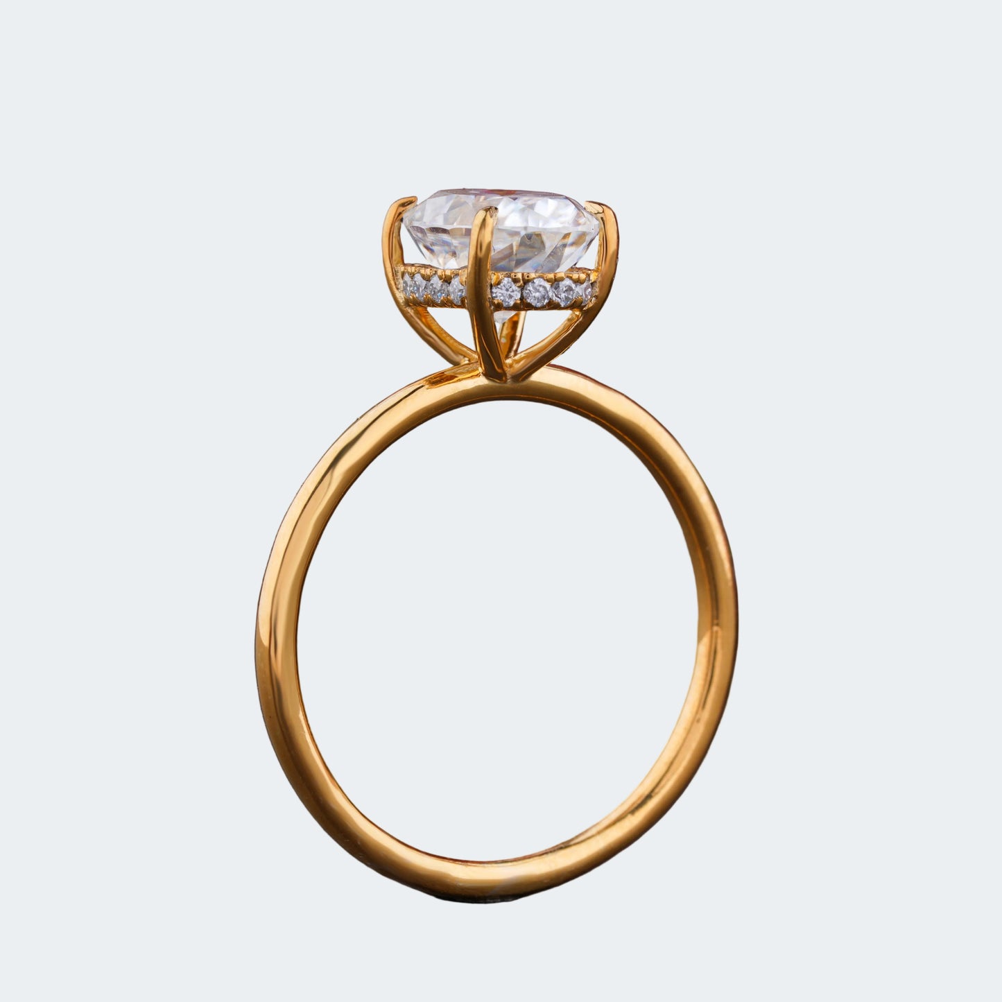 Oval Cut Moissanite Engagement Ring - Sterling Silver Solitaire Ring by Antonio Jewels