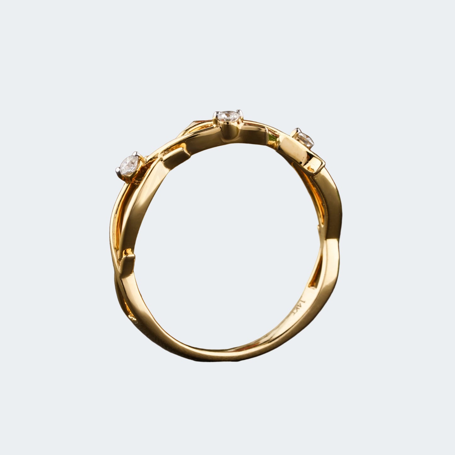 Moissanite Matching Band in 925 Serling Silver + Gold Plated