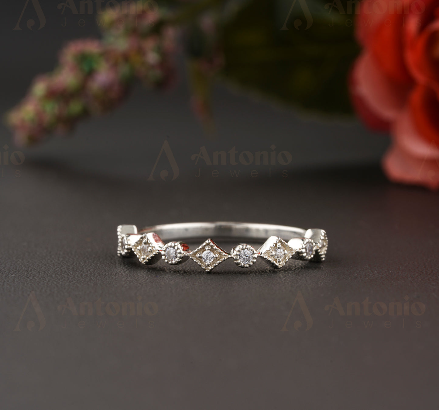 Half Eternity Moissanite Wedding Band