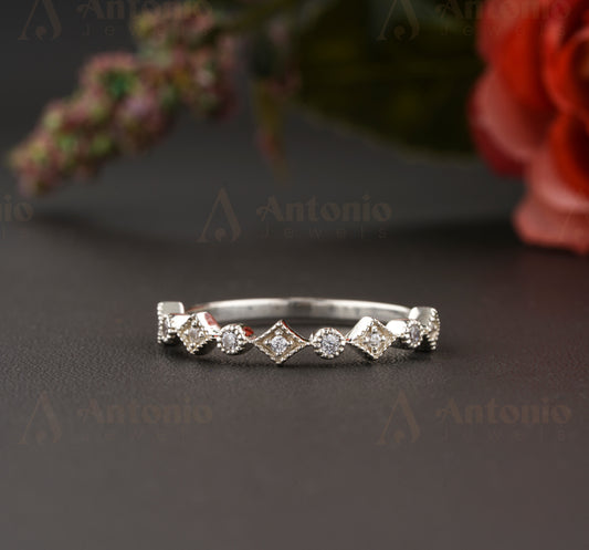 Half Eternity Moissanite Wedding Band