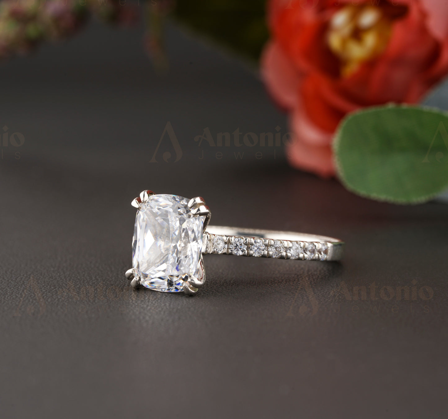 Cushion Cut Moissanite Ring
