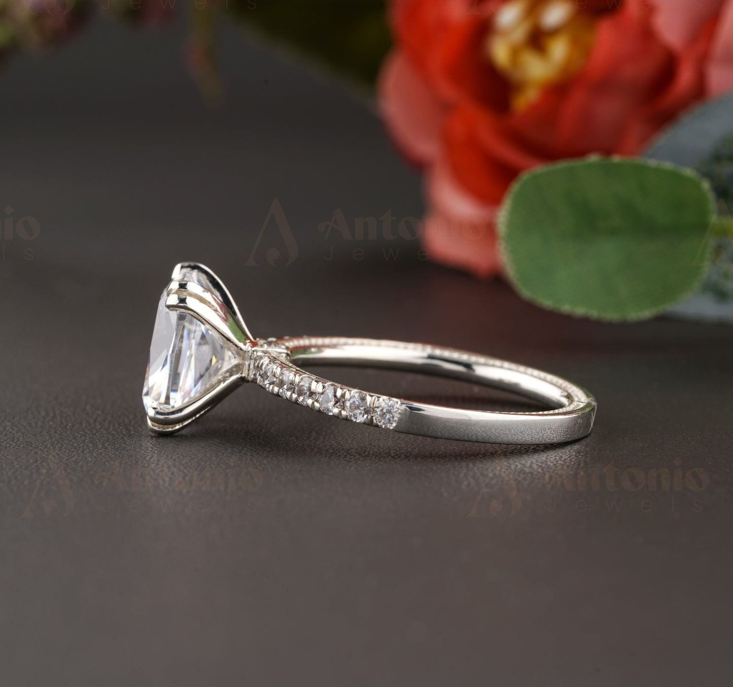 Cushion Cut Moissanite Ring
