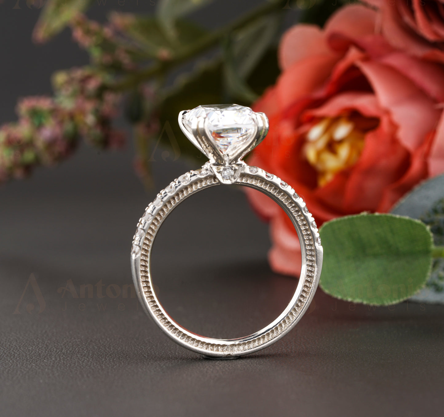 Cushion Cut Moissanite Ring