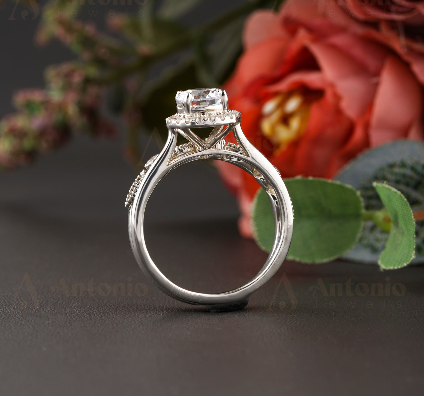 Halo Moissanite Ring Set