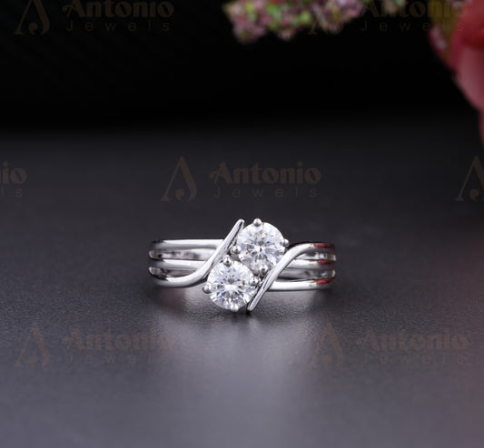 Two Stone Moissanite Solitaire Wedding Ring