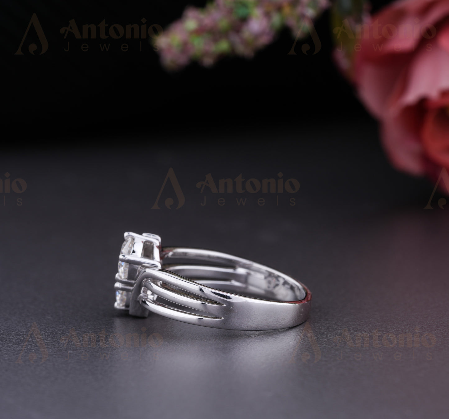 Two Stone Moissanite Solitaire Wedding Ring