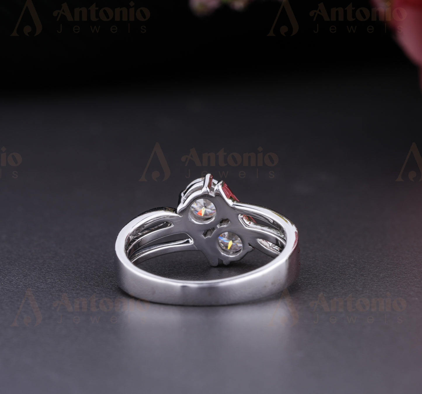 Two Stone Moissanite Solitaire Wedding Ring