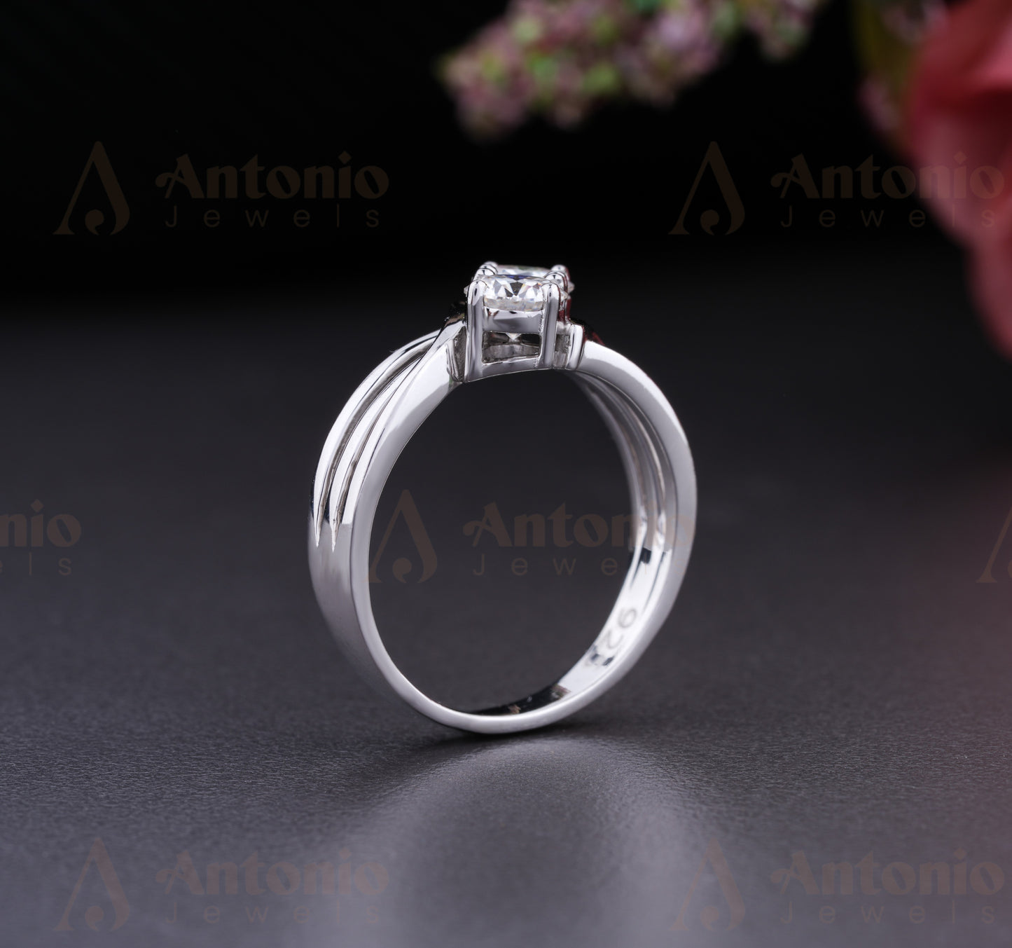 Two Stone Moissanite Solitaire Wedding Ring