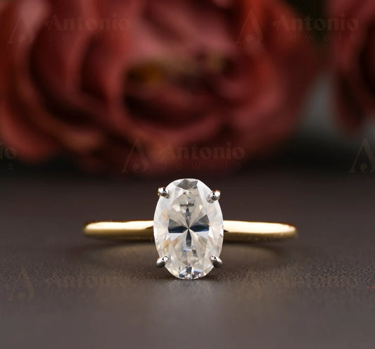 Hidden Halo Moissanite Diamond Ring