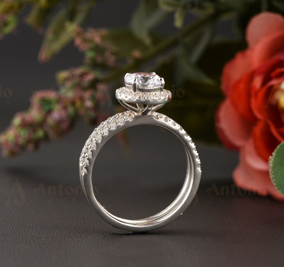 Half Eternity Round Cut Engagement Set