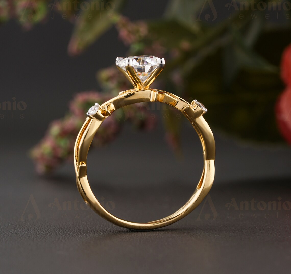 Nature Moissanite Engagement Twig Ring