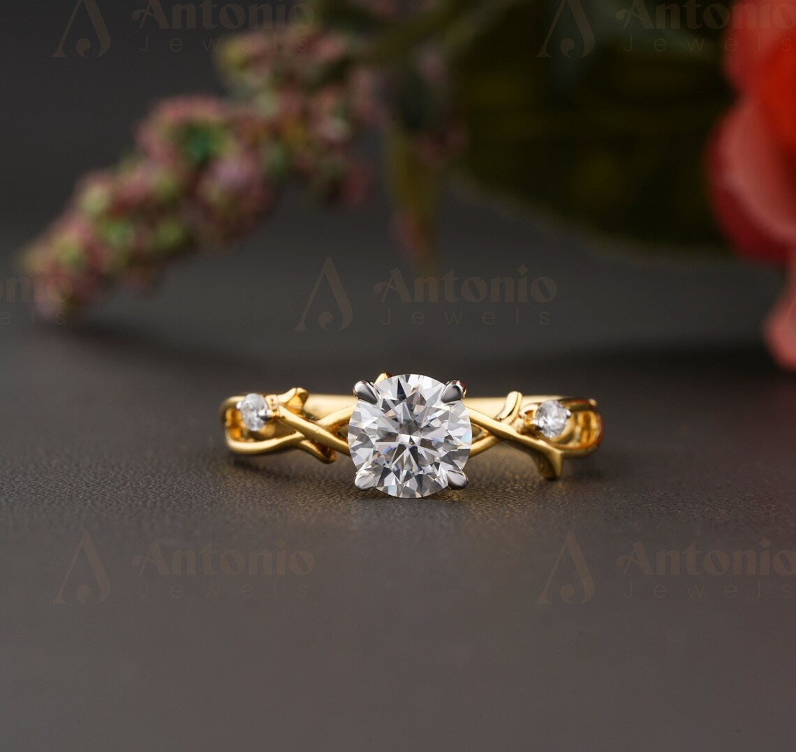 Nature Moissanite Engagement Twig Ring