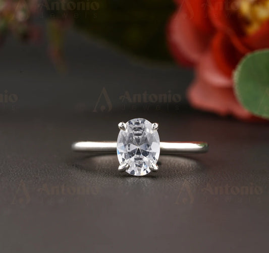 Oval Cut Solitaire Moissanite Diamond Engagement Ring