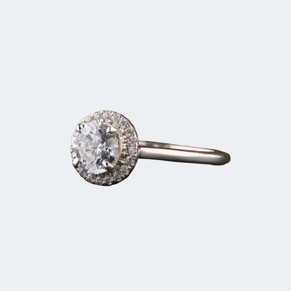 Classic Round Moissanite Halo Engagement Ring | Brilliant & Timeless | Christmas Gift For Her