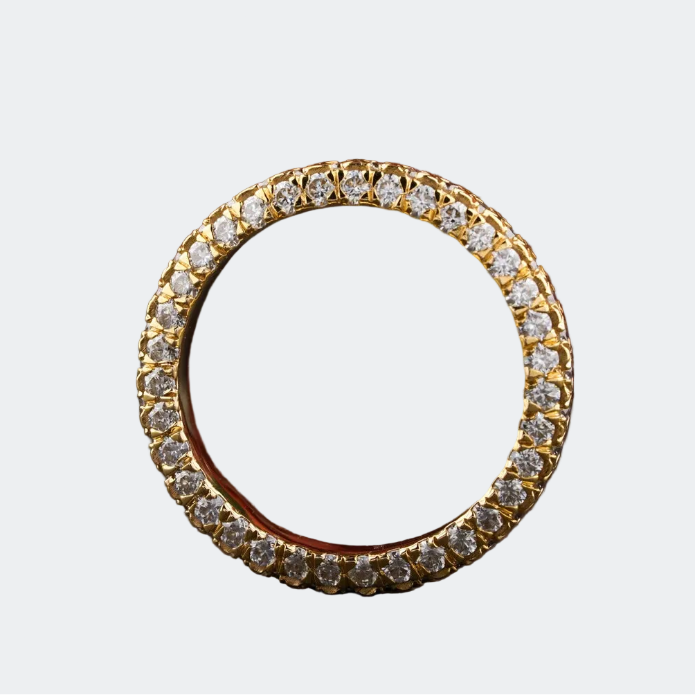 Gold & Moissanite Eternity Band | Unique X-Pattern Stackable Ring