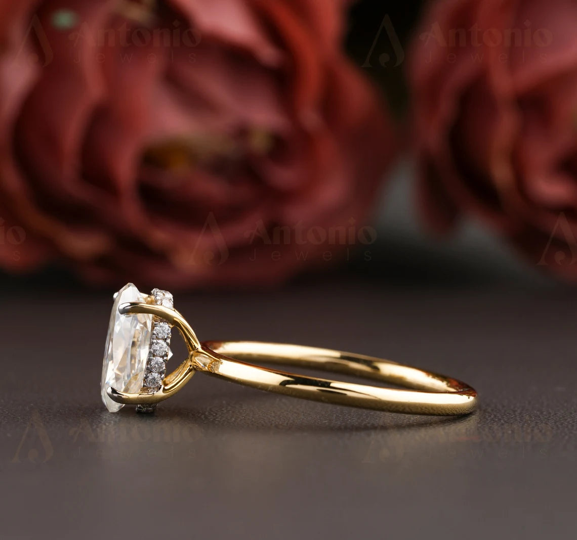 Hidden Halo Moissanite Diamond Ring