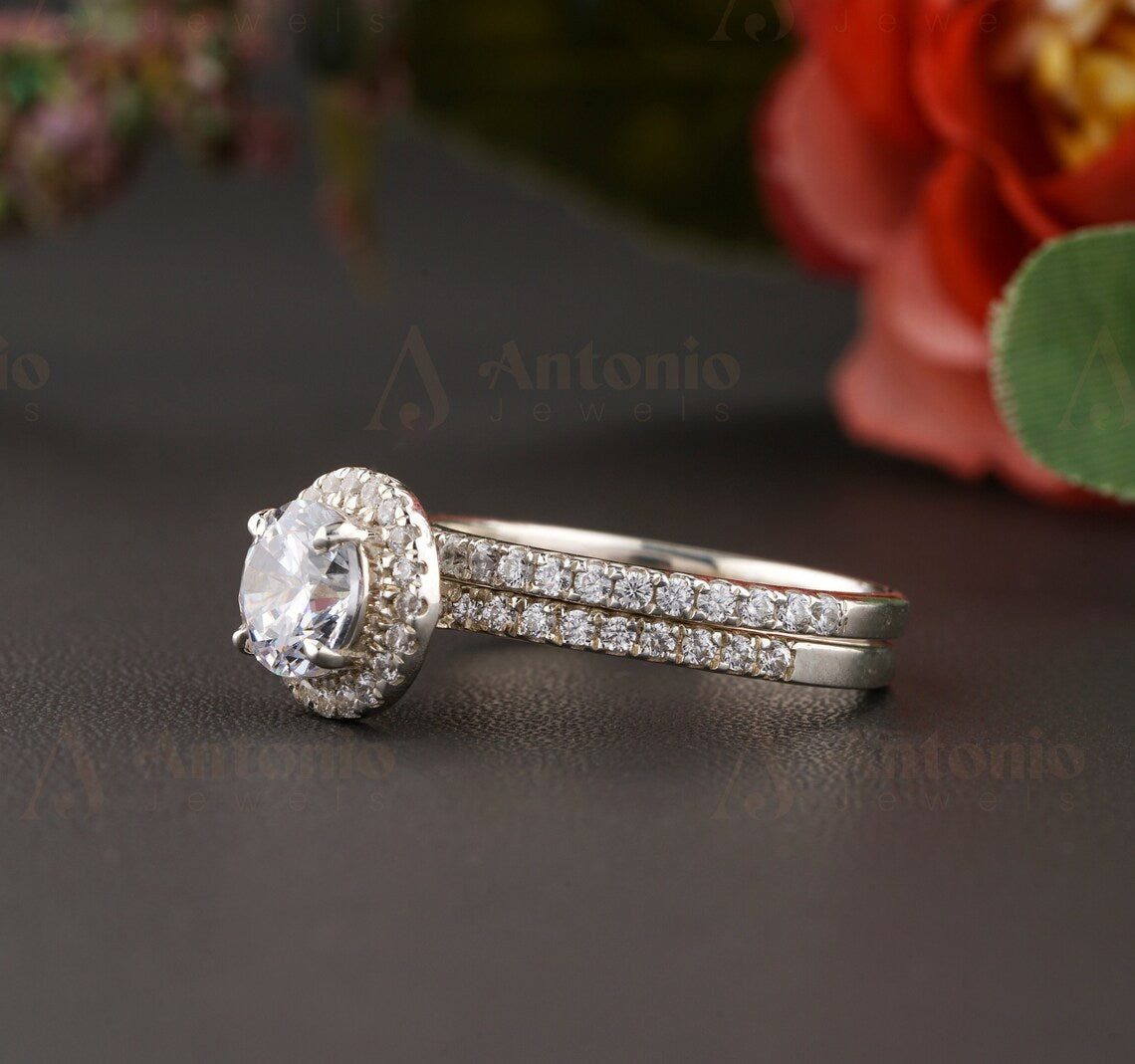 Half Eternity Round Cut Engagement Set
