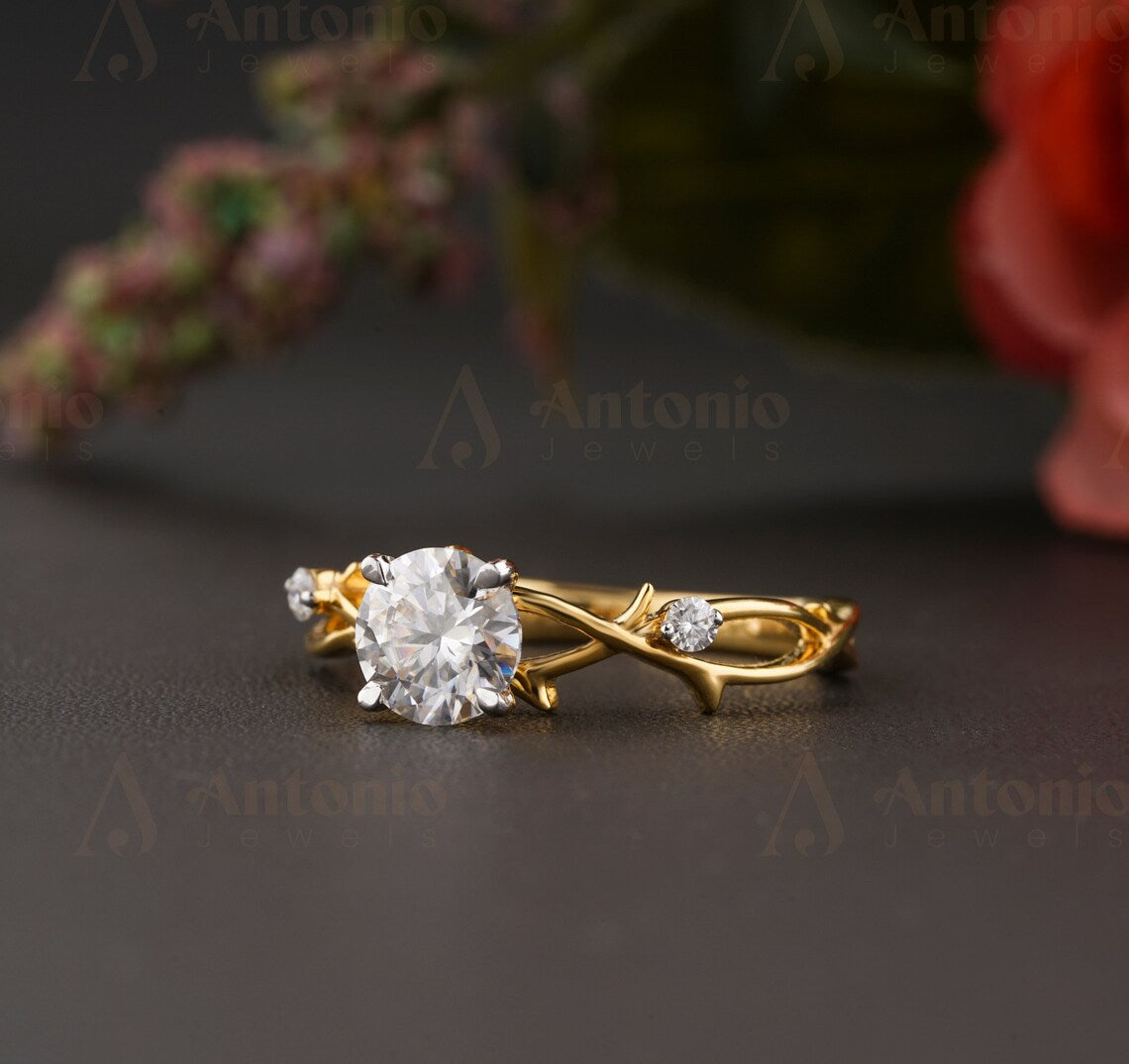 Nature Moissanite Engagement Twig Ring