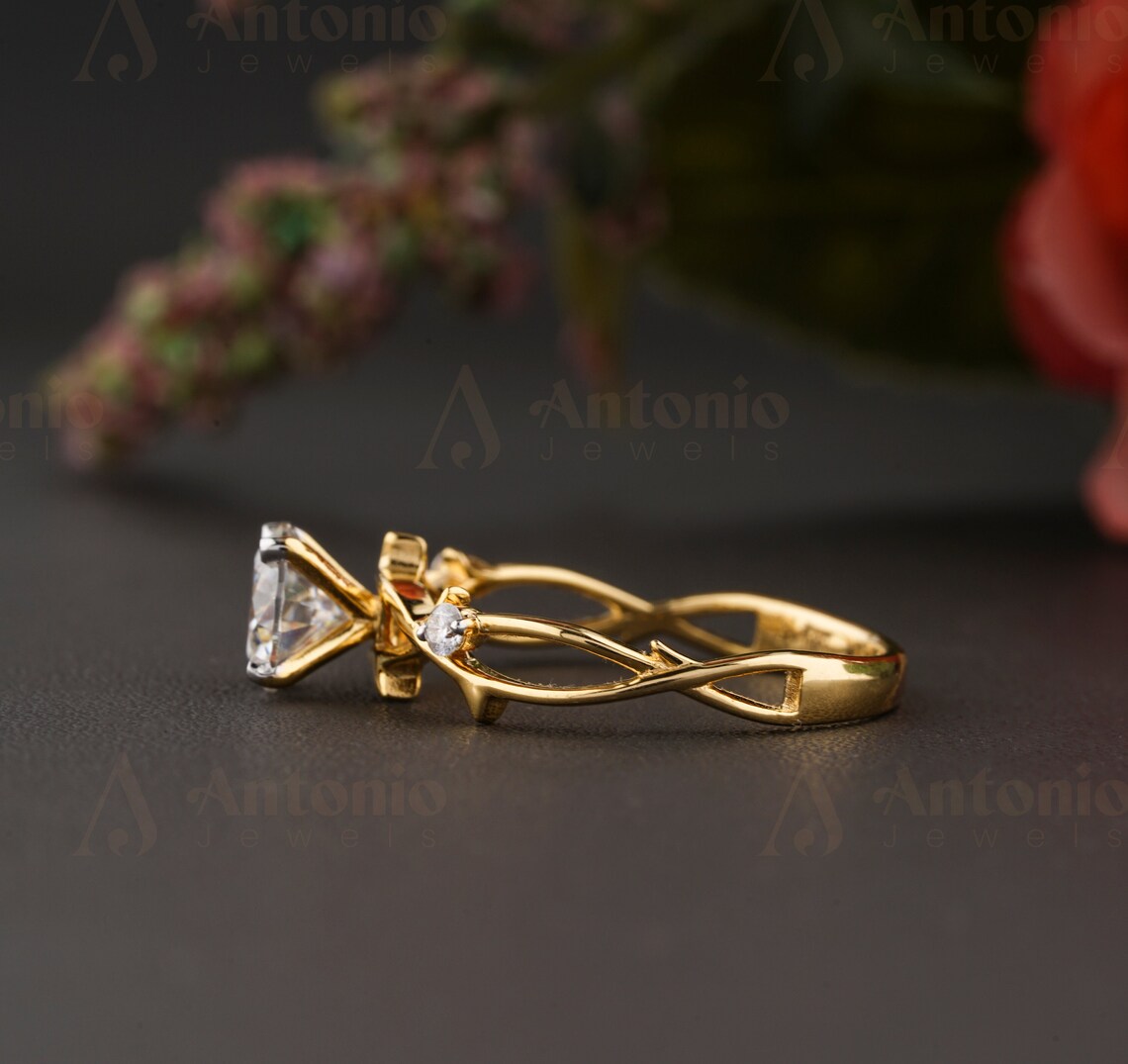 Nature Moissanite Engagement Twig Ring