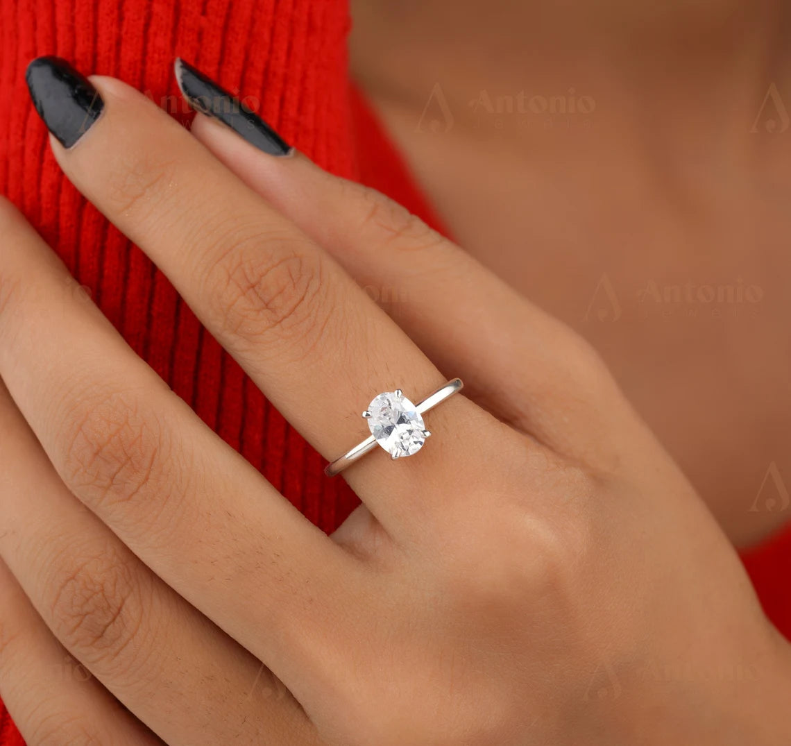 Hidden Halo Moissanite Diamond Ring