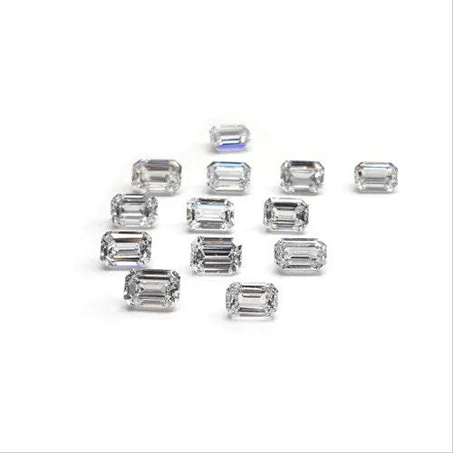 White D color VVS1, Loose Gemstone, Emerald Cut Moissanite, Excellent Cut Gemstone